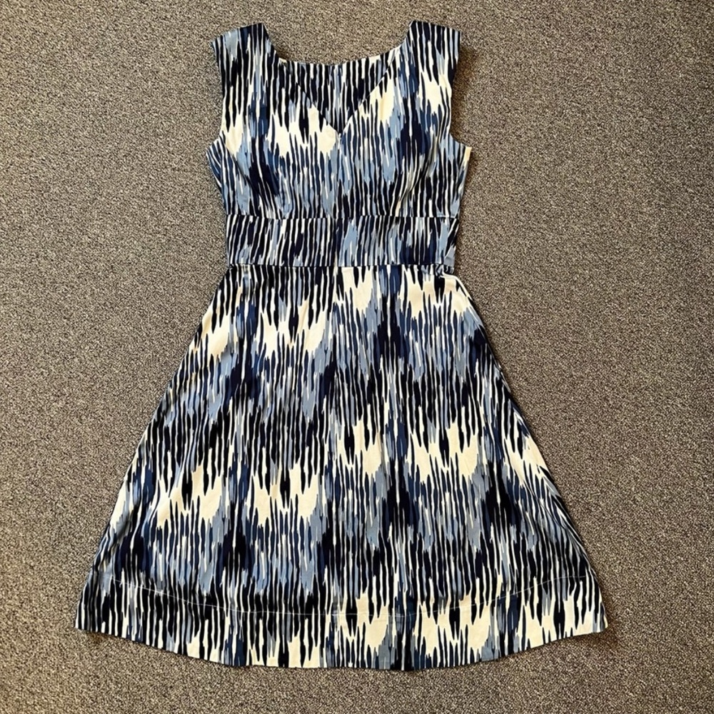 Calvin Klein Blue and Cream Midi Dress